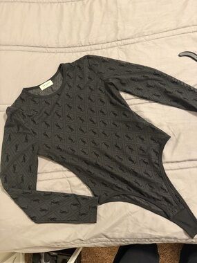 Saint Laurent Black Logo Mesh Long Sleeve Top